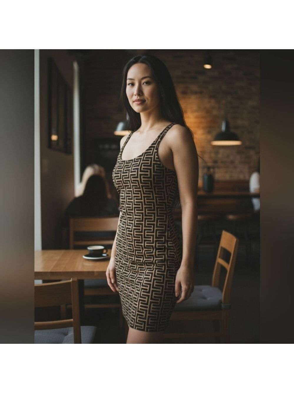 CaCia Black & Gold Mini Dress, Size S